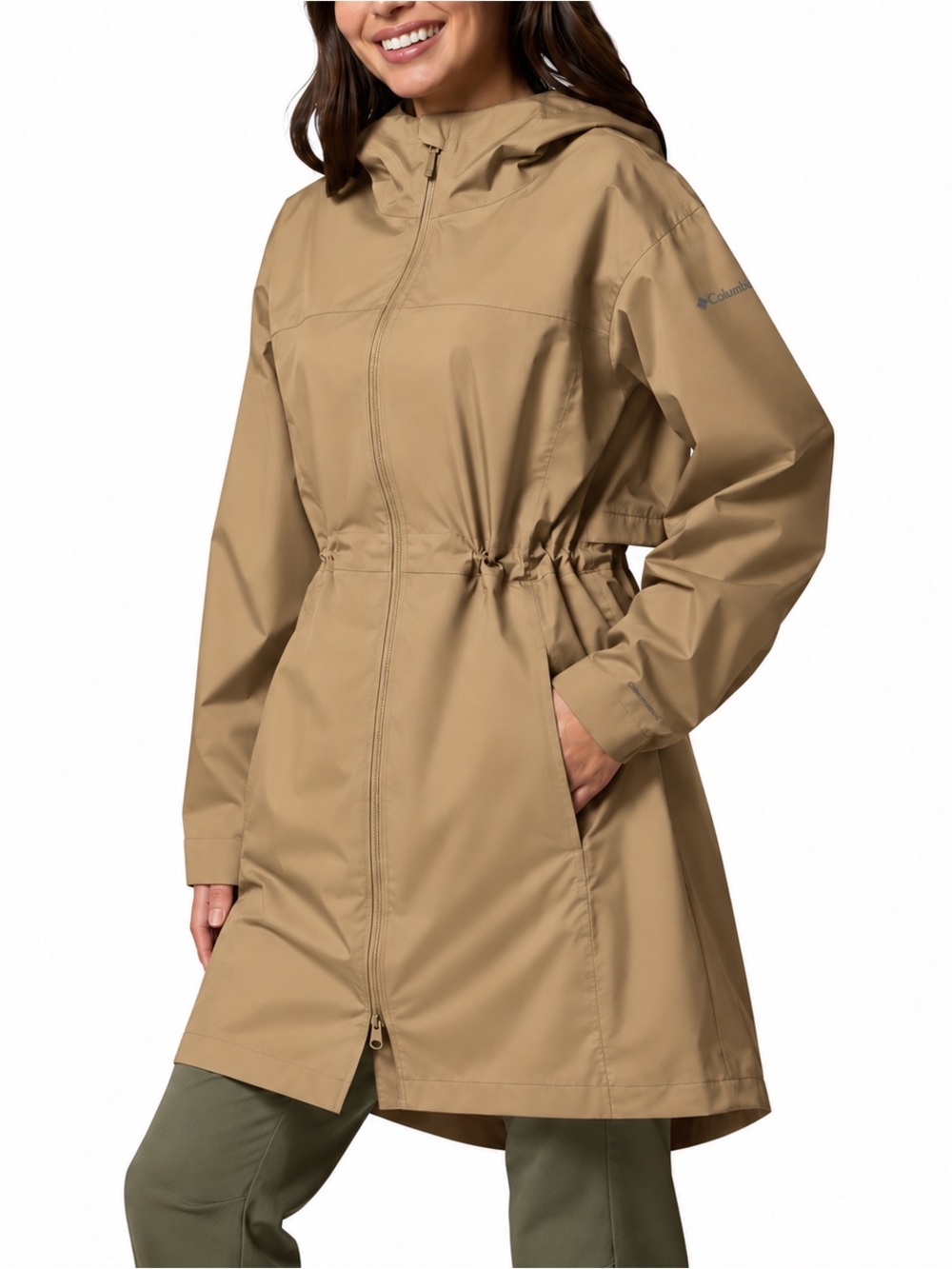NWT Columbia Omni-Tech Weekend Adventure II Long Rain Shell Tan Women’s Large